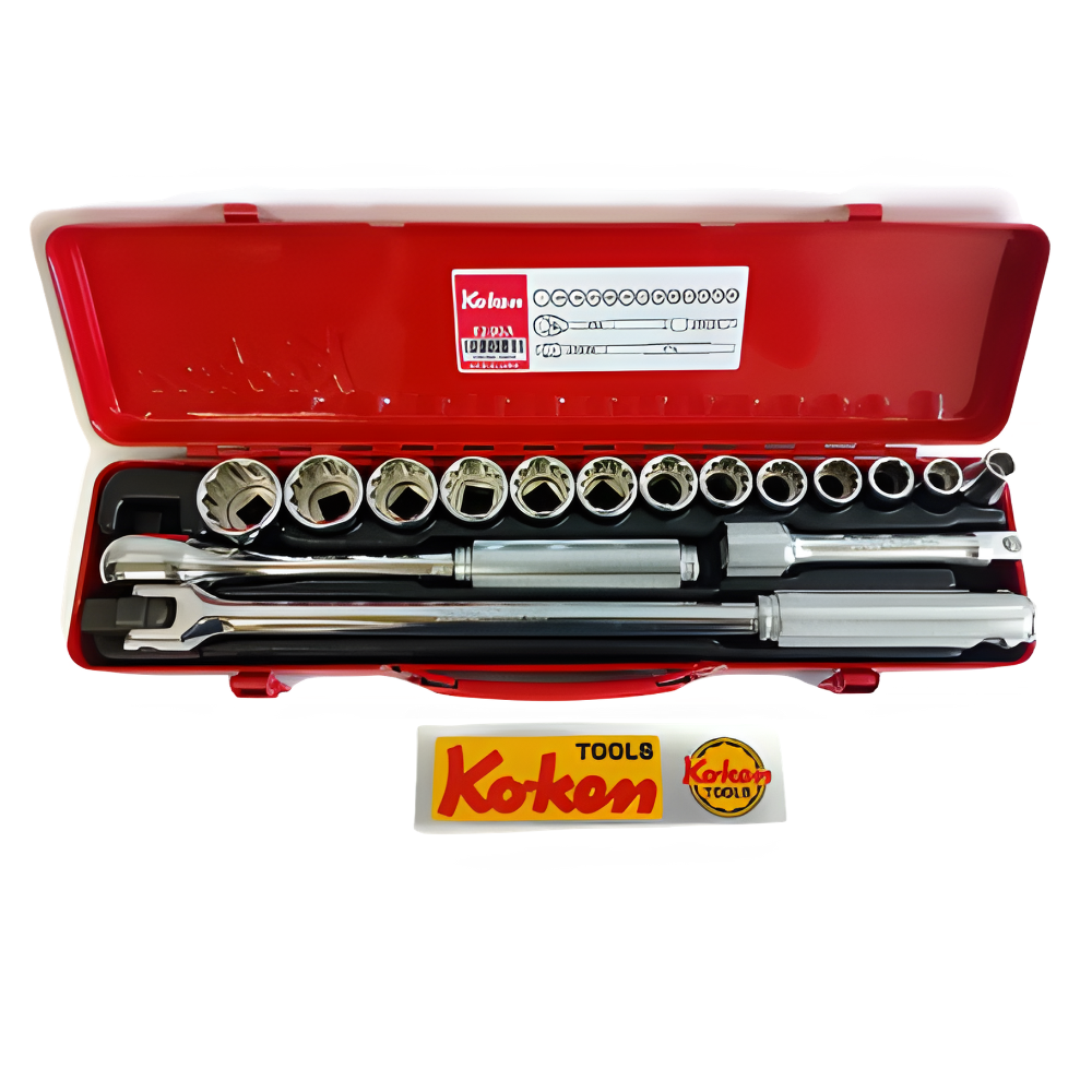 Koken 17pc. 1/2 Dr. Socket Set 3/8" - 1" 12pts. Made in Japan Model: 4230-A 12P