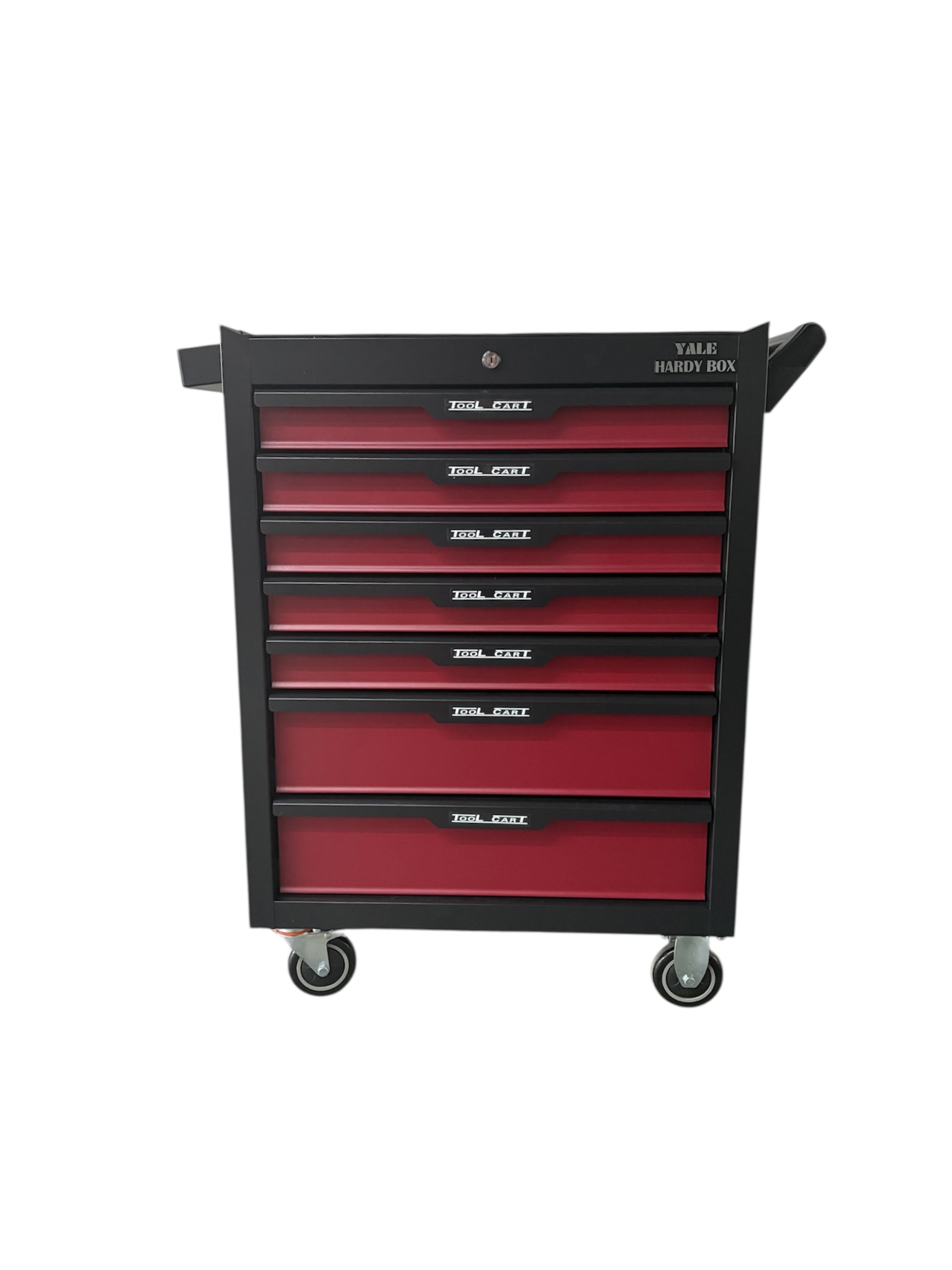 Yale Hardybox Heavy Duty Metal 7 Drawer Tool Cabinet Storage Caddy with Wheels