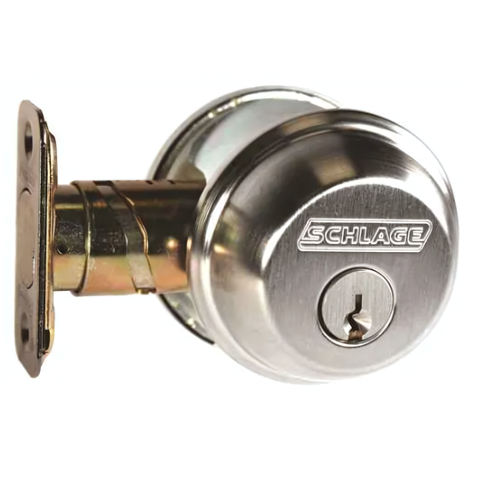 Schlage Maximum Security Single Cylinder Deadbolt - Satin Chrome Model: B360N 626 Made in Mexico