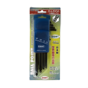 Eight 13pc. Long Arm Ball Point Hex Allen Key Wrench Set in Full Plastic Holder 0.05" to 3/8" 016-13ZD Made in Japan