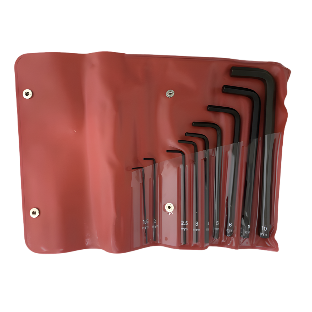 Eight 9 pc. Long Arm Hex Allen Key Wrench Set in Vinyl Pouch 1.5 to 10mm 008-1 Made in Japan