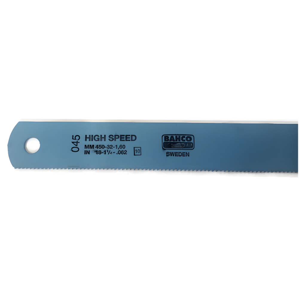 BAHCO High Speed Steel Power Hacksaw Blade 18 x 1 1/4 x 10TPI 1.6mm Thickness Made in Sweden - Image 2