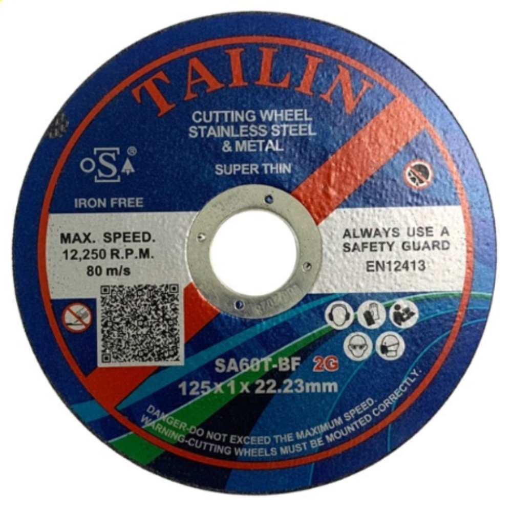 Tailin Cutting Disc 125mm (5") x 1/32" (1mm) x 7/8" (22.23mm) SA60T 2G (1pc & 25pcs/box)
