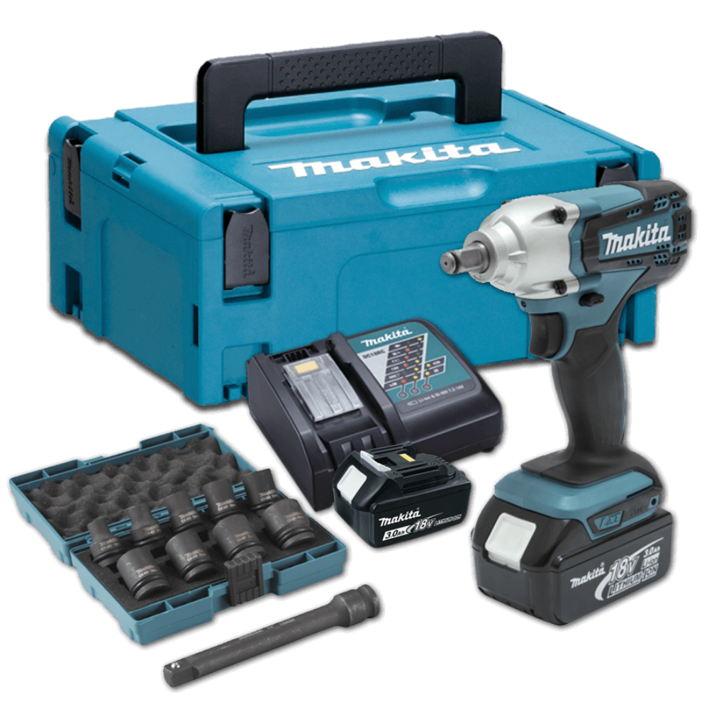 Makita 12.7mm (1/2″) 190N·m (140 ft.lbs.) Cordless Impact Wrench 18V LXT® Li-Ion [Kit]
