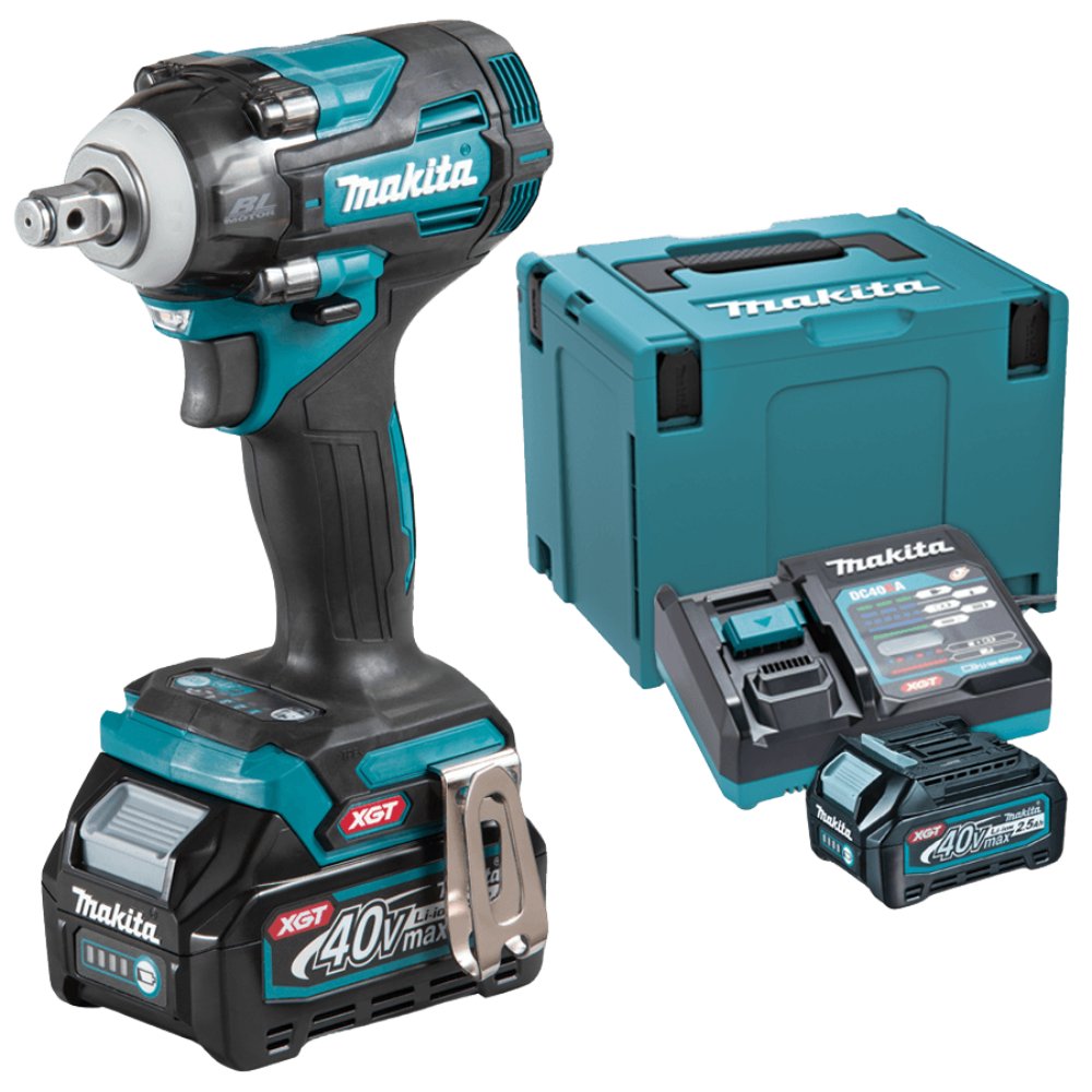 Makita 12.7mm (1/2″) 320 N·m (236 ft·lb) Cordless Impact Wrench 40V max XGT® Li-Ion [Set] TW004GD201
