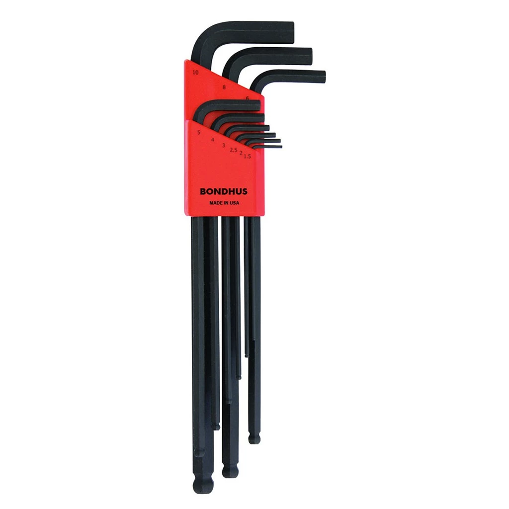 9pc. Bondhus 16099 Ballpoint Extra Long Allen Wrench 1.5 to 10mm BLX9MXL Made in USA