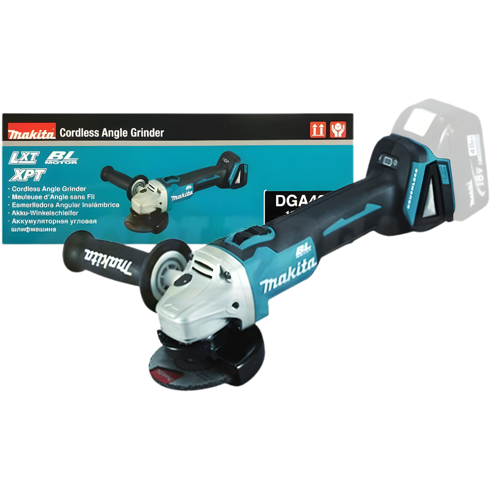 Makita DGA406Z Cordless Angle Grinder 100mm (4"), Anti-Restart Function, Electric Brake, Slide Switch Lock-On 18V (LXT-Series) [Bare]