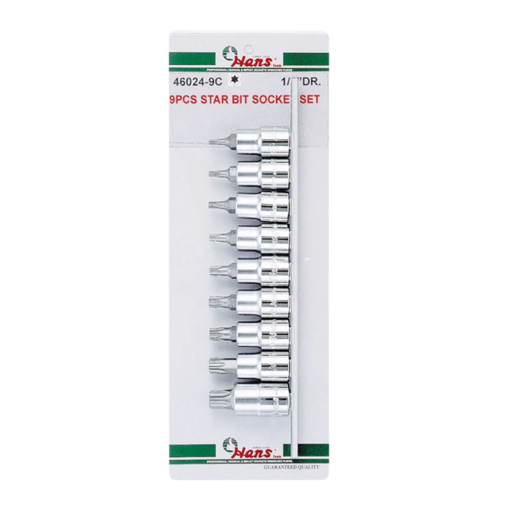 Hans 46024-9C 1/2" Drive 9pcs. Torx Bit Socket Set
