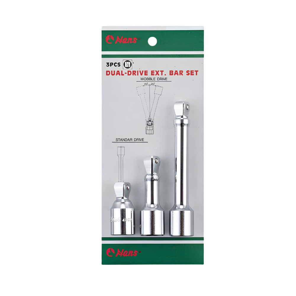 Hans 3pc. 3/8 & 1/2 Drive Extension Bar Set (Wobble Drive)