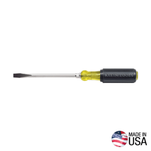 Klein 3/8-Inch Flat Keystone Screwdriver, 10-Inch Round Shank 602-10