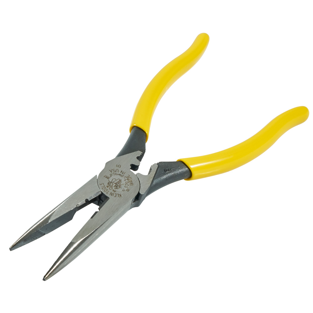 Klein Needle Nose Side Cutters with Stripping and Crimping Plier 8" D203-8NCR