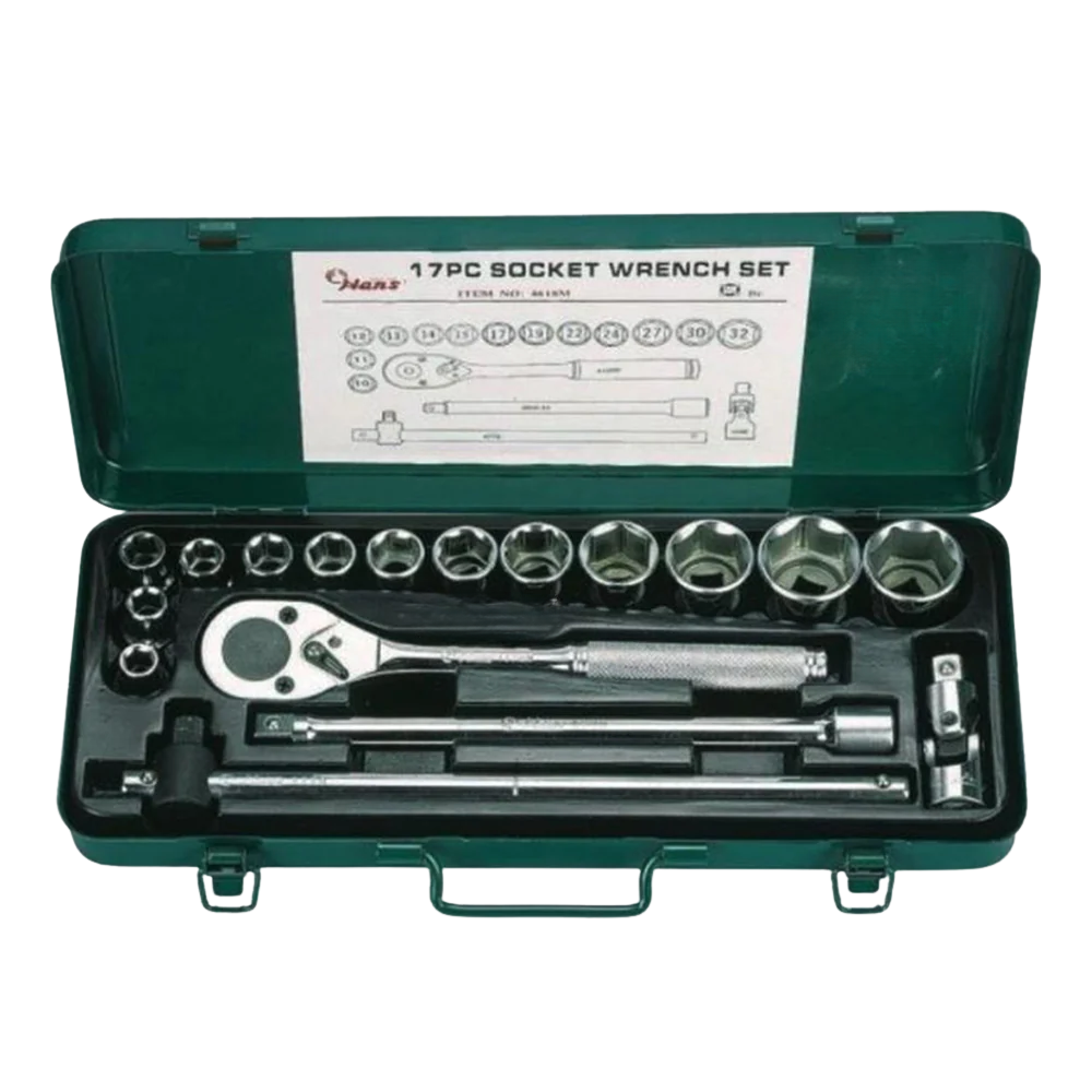 Hans 1/2" Drive 17PCS. Socket Wrench Set (10-32mm)