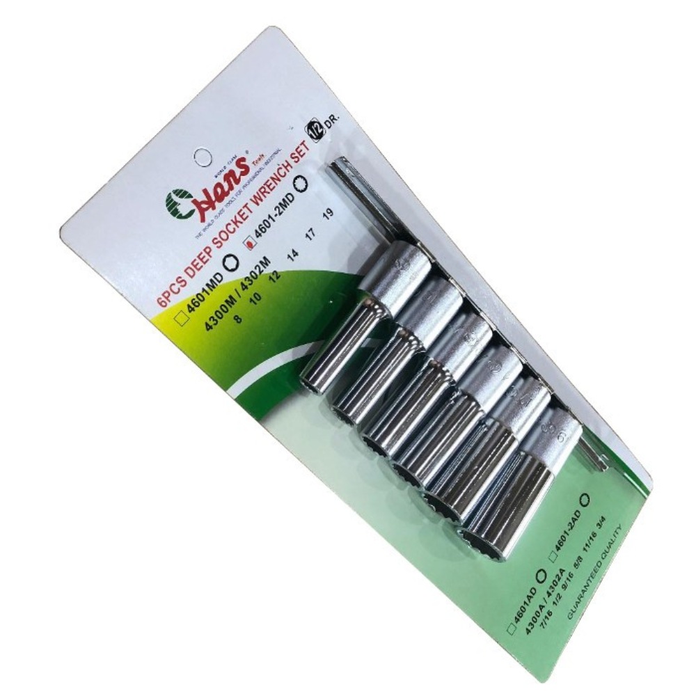 Hans 1/2" Drive 6pcs. Deep Socket Wrench Set ( 6pts. & 12pts. )