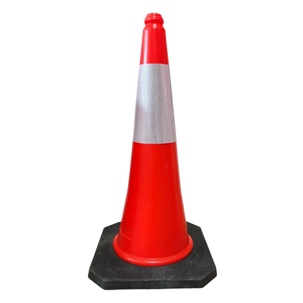 Hayashi Plastic Traffic Cone with Rubber Base and Reflective Collar 30" – Orange