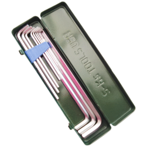SKS Extra Long Arm Allen Wrench Set with Metal Case (Chrome)