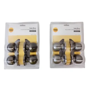 YALE RIVO 2pcs. Keyed Alike Entrance Combo Set Chrome & Antique Brass