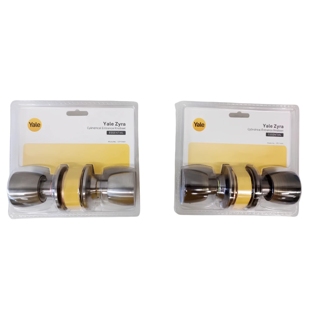 Yale ZYRA Cylindrical Entrance Knobset Chrome & Antique Brass